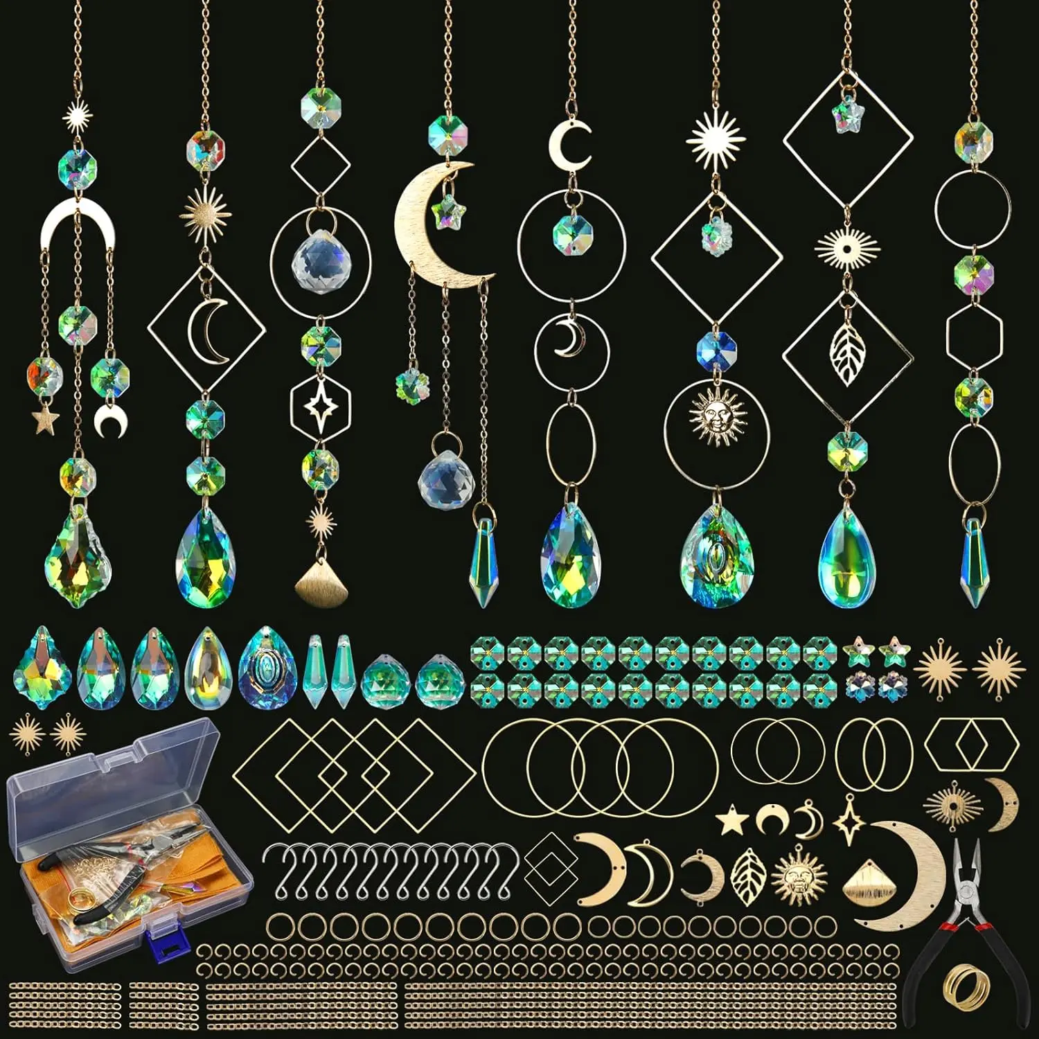 Sun Catcher Kits for Adults, 228 count DIY Suncatcher Making Supplies Arts and Crafts for Girls Women Hanging Ornaments for Indoor Windows Prism with  Balls  for Birthday Mother's Day
