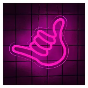 Sign Illuminated Hand Gesture Neon Sign Light For Bedroom Gym Man Cave Living Room Game Room Wedding Bar Club Party Wall Decor 26.5cmx21cm