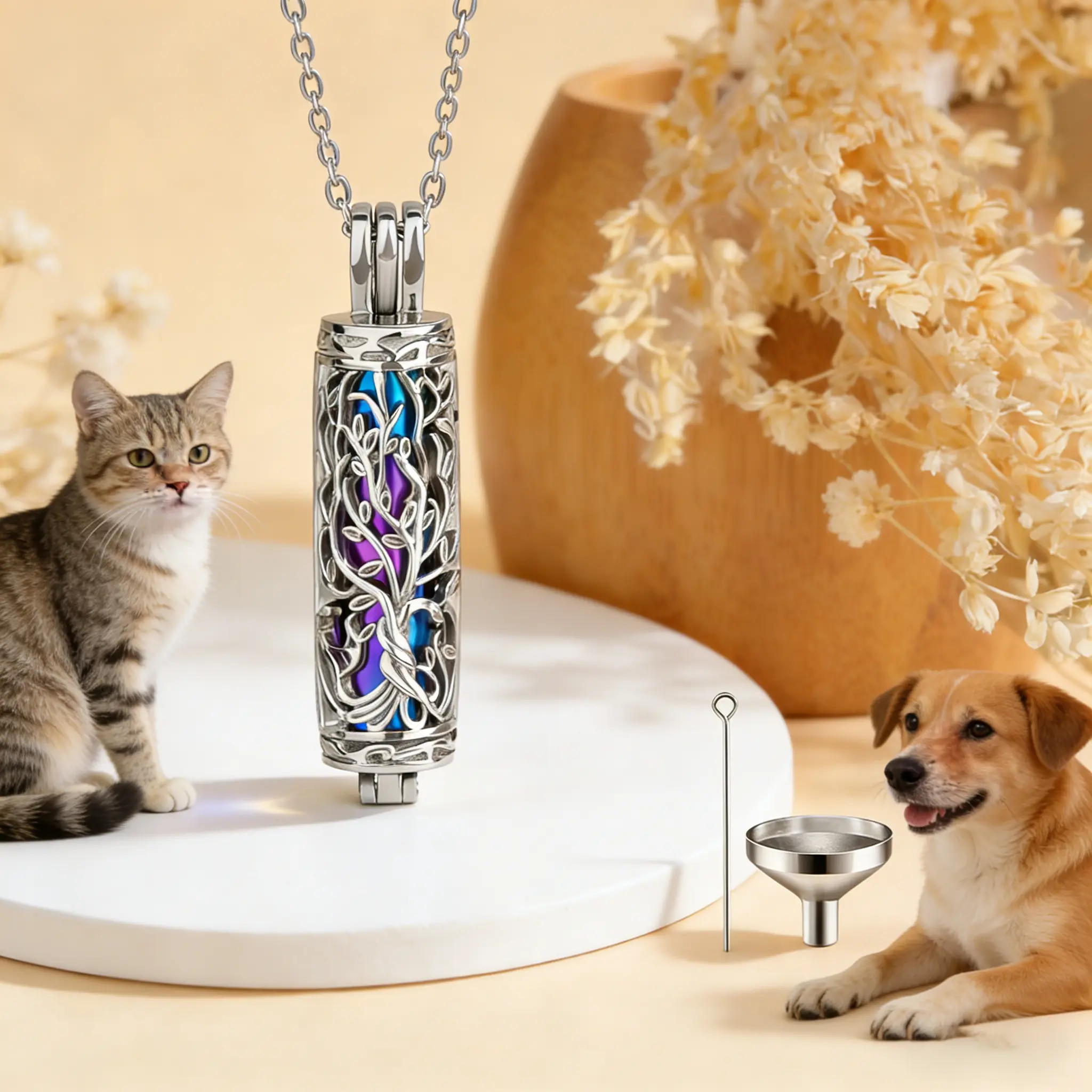 Cremation Jewelry for Ashes Tree of Life Urn Necklace Cylinder Vial Urn Pendant Waterproof for Men Women Keepsake Ashes Necklace Pendant Loved One Memory
