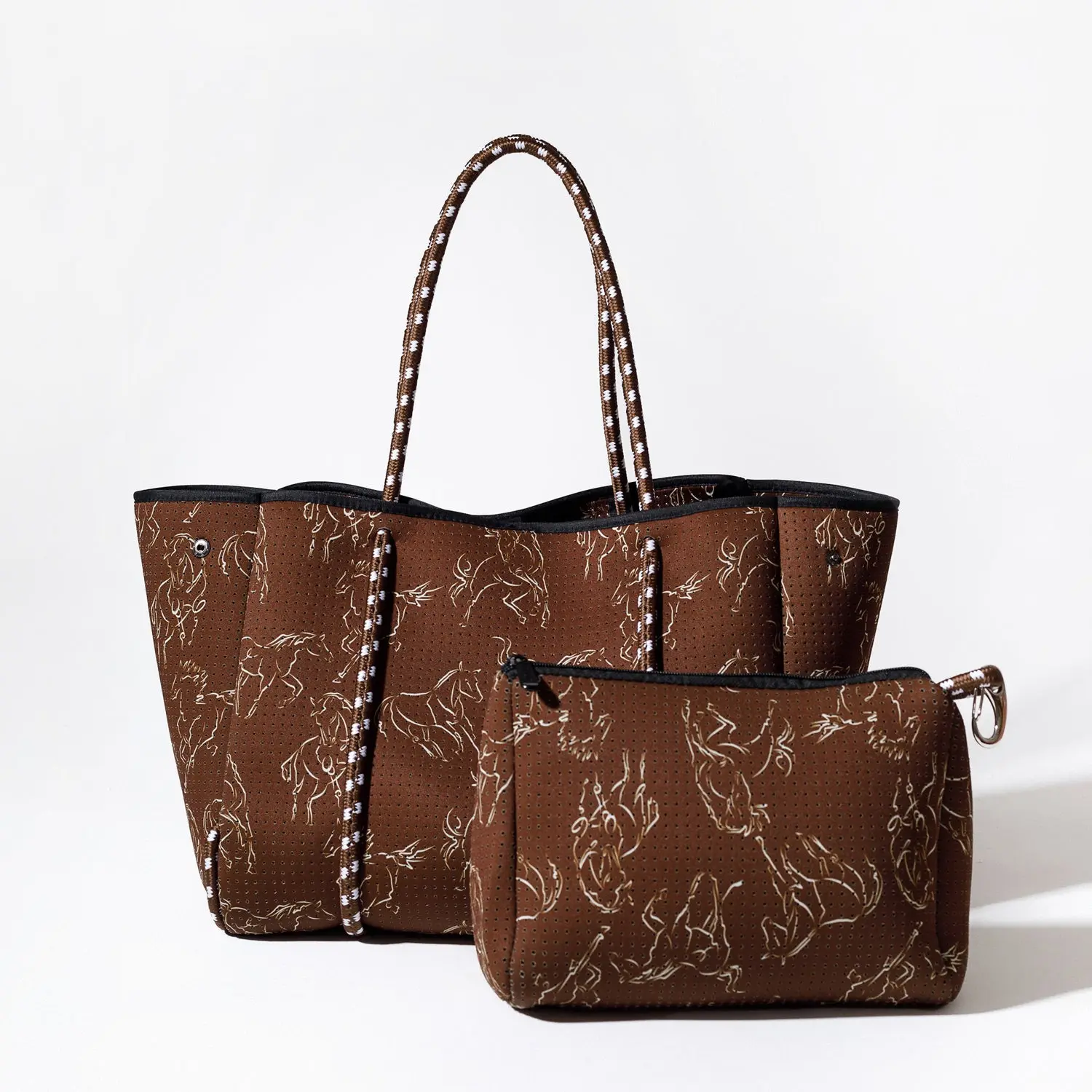 HORSE PRINT ESPRESSO SET - EVERYDAY TOTE AND POUCH