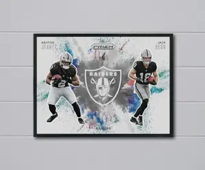 Prizm Ashton Jeanty/Jack Bech 2025 Color Blast 12x17 Poster Las Vegas Raiders