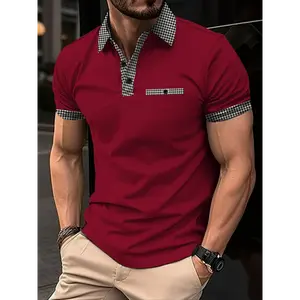 Stylish and Comfortable Men'S Plus Size Plaid Polo Shirt with Unique Graphic Print, Perfect for Dressing Up or - Classic Check Design  Top Cotton Casual Knit Fabric Menswear Polyester Collar Stretch Tropical clothes  men shirts