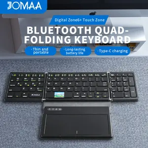 Foldable BT Wireless Keyboard, Portable Full Size Folding Keyboard with Large Touchpad, Numeric Keypad, PU Leather, Wireless Travel Keyboard for Laptop, tablet, mobile phone