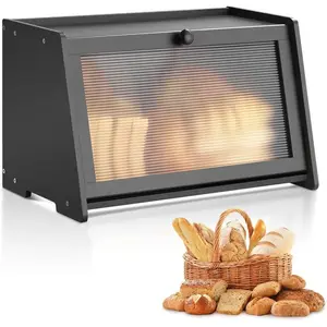 VEVOR Corner Bread Box for Kitchen Counter, Double Layer Large Capacity Bamboo Bread Storage Container, Farmhouse Wooden Breadbox for Homemade Bread, Storage Holder Bin with Acrylic Wavy Door, NaturalVEVOR Super Brand Day