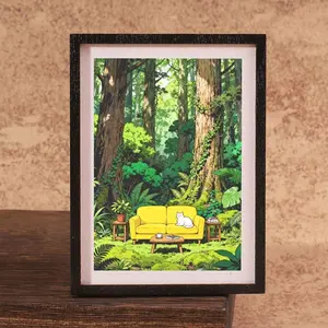 Forest Sofa Cat Mini Photo Frame Fridge Magnet, Contrast, Easy Installation, Natural Atmosphere, Suitable for Young Adults