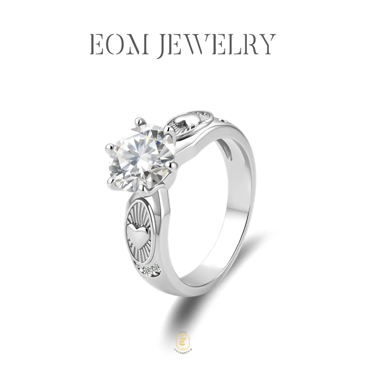 Moissanite 2ct Eternal Heart Ring Silver-Plated Round Cut Birthday Wedding Engagement Anniversary Elegant Gift Daily Wear