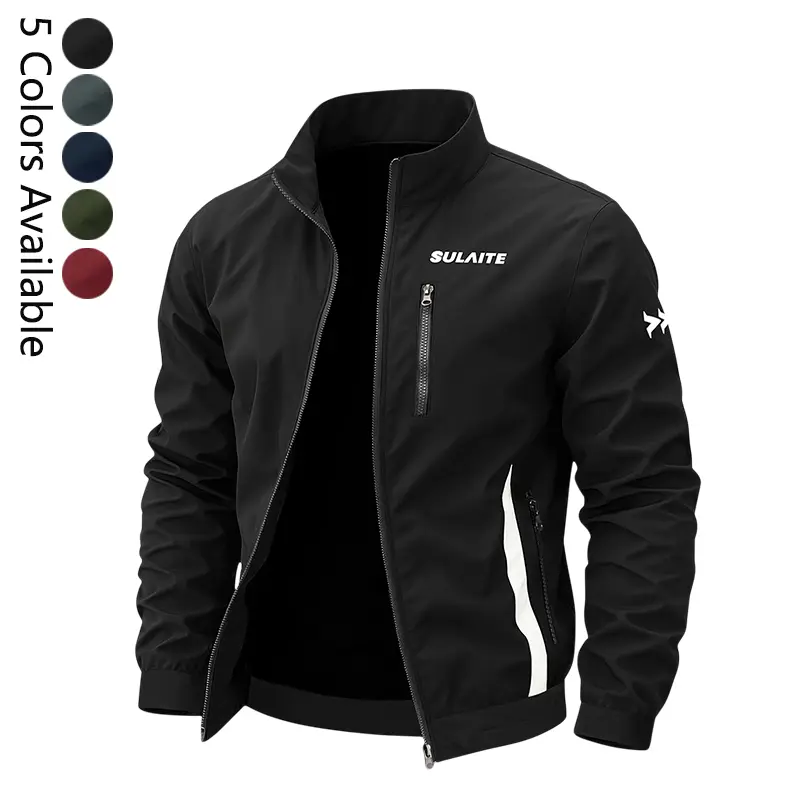 Men's Two-Tone Racing Jacket With Letter Print, Featuring A Front Zipper Pocket And White Paneling; Minimalist Design; An Essential Piece For All Seasons Racing Jacket.