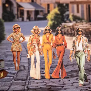 4 Styles Trendy Series Beautiful Day Large Portion Retro Fashion Character European Style Material DIY Sticker Pack