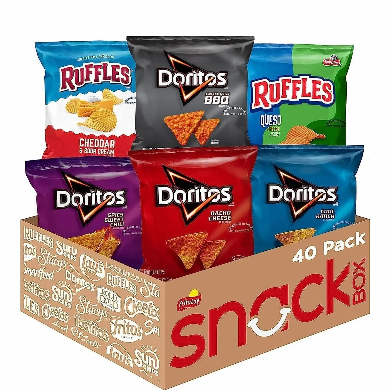 Ruffles FritoLay Variety Packs Flavors 1oz Bags, Ruffles & Doritos Bold Mix, 40 Count