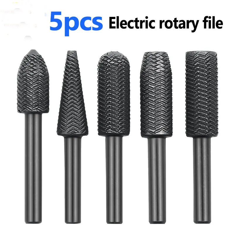 Tungsten Carbide File Set (5PCS/10PCS) - Carbide Tipped Face Mills with Anti-Slip Grip, High-Speed Cut, Round Shank, Power Tool Milling Accessories for Wood Carving, Particle Board, Chipboard, Core Board Engraving, Father's Day Gift