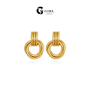 GGIRL 18K Gold Plated Stainless Steel Hoop Love Knot Earrings Hypoallergenic Colorfast Environmentally Friendly Chunky Statement Drop Earrings, Fashion Jewelry Gifts for Holiday Birthdays Anniversaries