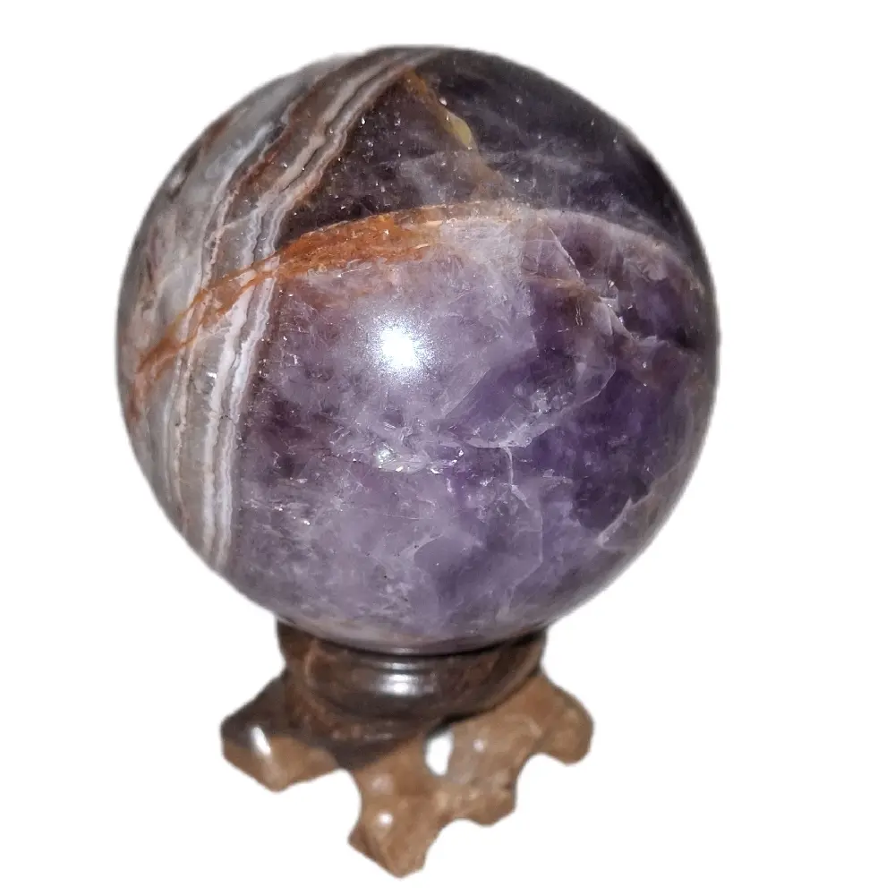 Polished Amethyst/CrazyLace Crystal Sphere w/ Stand