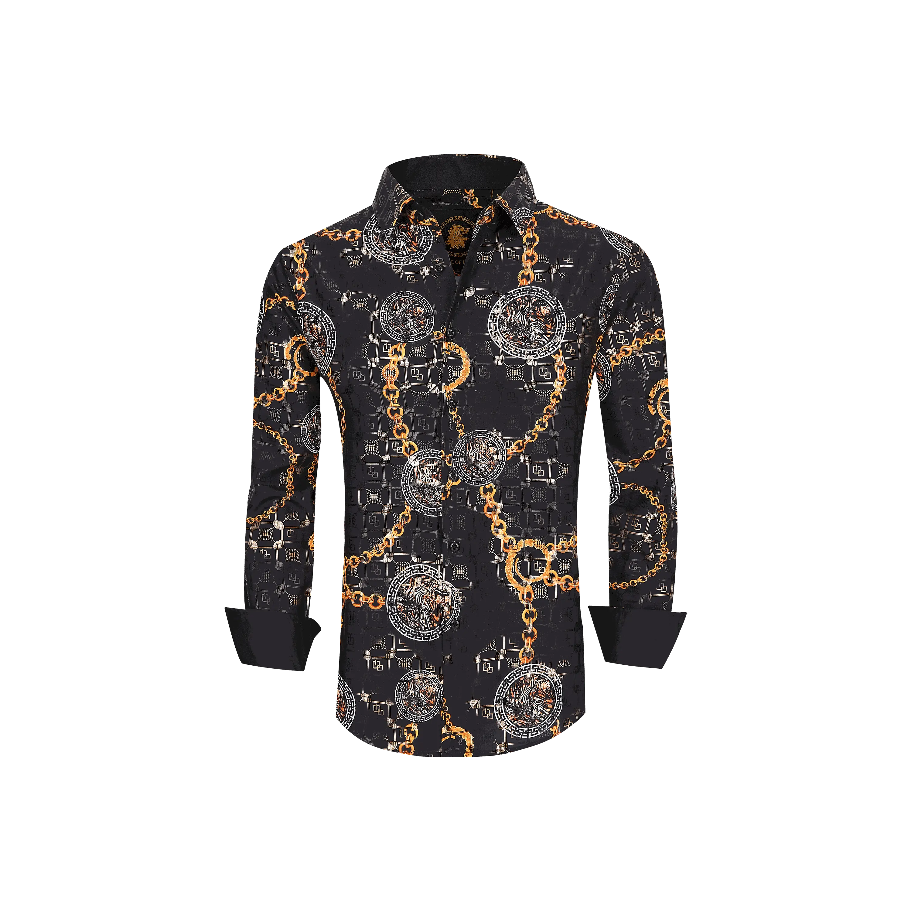 Mens Luxury Brand Printed Silk Like Shirts-HLS2002L-505