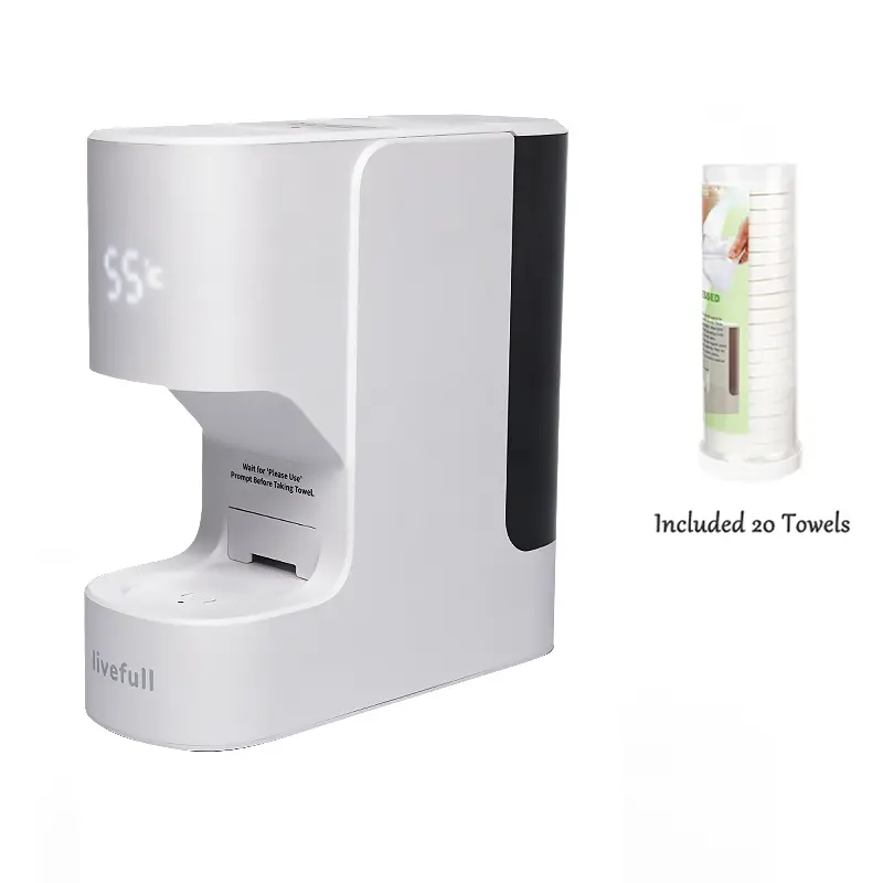 LiveFull CL01 Facial Towel Warmer, Automatic Dispenser,  55°C Warm Towels, 20 Compressed Towels Included, Home Spa Device