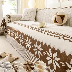 Nordic Style Snowflake Knitted Sofa Throw Blanket, Full Coverage Couch Cover, Cozy and Stylish Home Decor, Perfect for Living Room