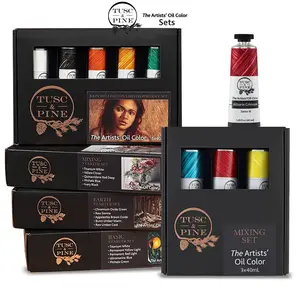 Tusc & Pine Artist Oil Paint - 40 ml Box Set of 3 - Assorted Colors - Non-Yellowing, Rich & Creamy Consistency, Maximum Pigment Load, Small Batch Milled Oil Paints for Professionals