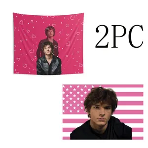 (Multiple packs) Mason Thames Flag Tapestry Banner Custom Pink American Flag Tapestry – Aesthetic Wall Art – Teen Bedroom Decor – Gift for Movie Fans