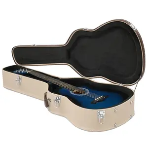 [Elegant Guitar Hard Case] Glarry Hard-Shell Acoustic Guitar Case | Portable Classical Guitar Box with Lock Latch Padding, Microgroove Pattern, Elegant Color, Soft Lining & Accessory Compartment, Gift for Music Lover, Fits Standard 39''Guitar