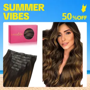 WENNALIFE 7pcs Seamless Clip In Hair Extensions 130g to 150g 14in-22in Dark Brown Balayage Remy Extensions Clip ins Natural Human Hair #Summervibes