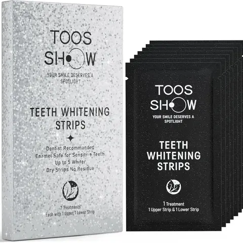 TOOSSHOW 7 Teeth Whitening Strips for Teeth Sensitive, 10-30min fast Teeth Whitening, 5 Shade Whiter in 7 Day Treatment, Tooth Whitening Strips, Sensitive, Non Slip, White Strip, Dry Strip, No Residue,Tiras para Blanquear Los Dientes