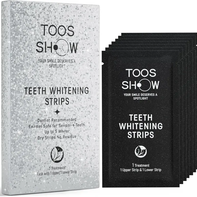 TOOSSHOW 7 Teeth Whitening Strips for Teeth Sensitive, 10-30min fast Teeth Whitening, 5 Shade Whiter in 7 Day Treatment, Tooth Whitening Strips, Sensitive, Non Slip, White Strip, Dry Strip, No Residue,Tiras para Blanquear Los Dientes