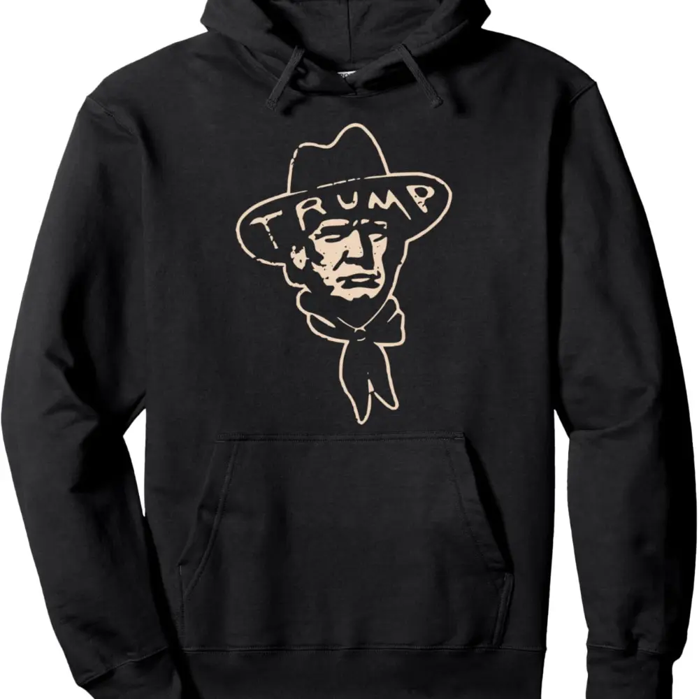 Trump Cowboy, Western Donald Trump Pullover Hoodie Men's Fashion Hoodie Comfortable and Trendy Hooded Pullover Soft and Breathable Suitable for Autumn and Winter Men Hoodies 250g