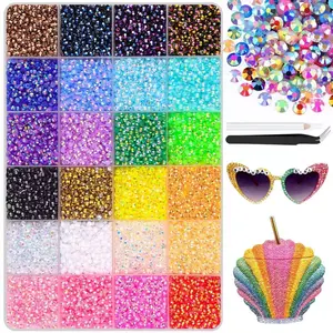 16,000 Pieces Sparkling Flat-Back Nail Art Rhinestones, 24-Color Bling Rhinestone Decorations, Beautiful Nail Accessories and DIY Fashion Craft Supplies