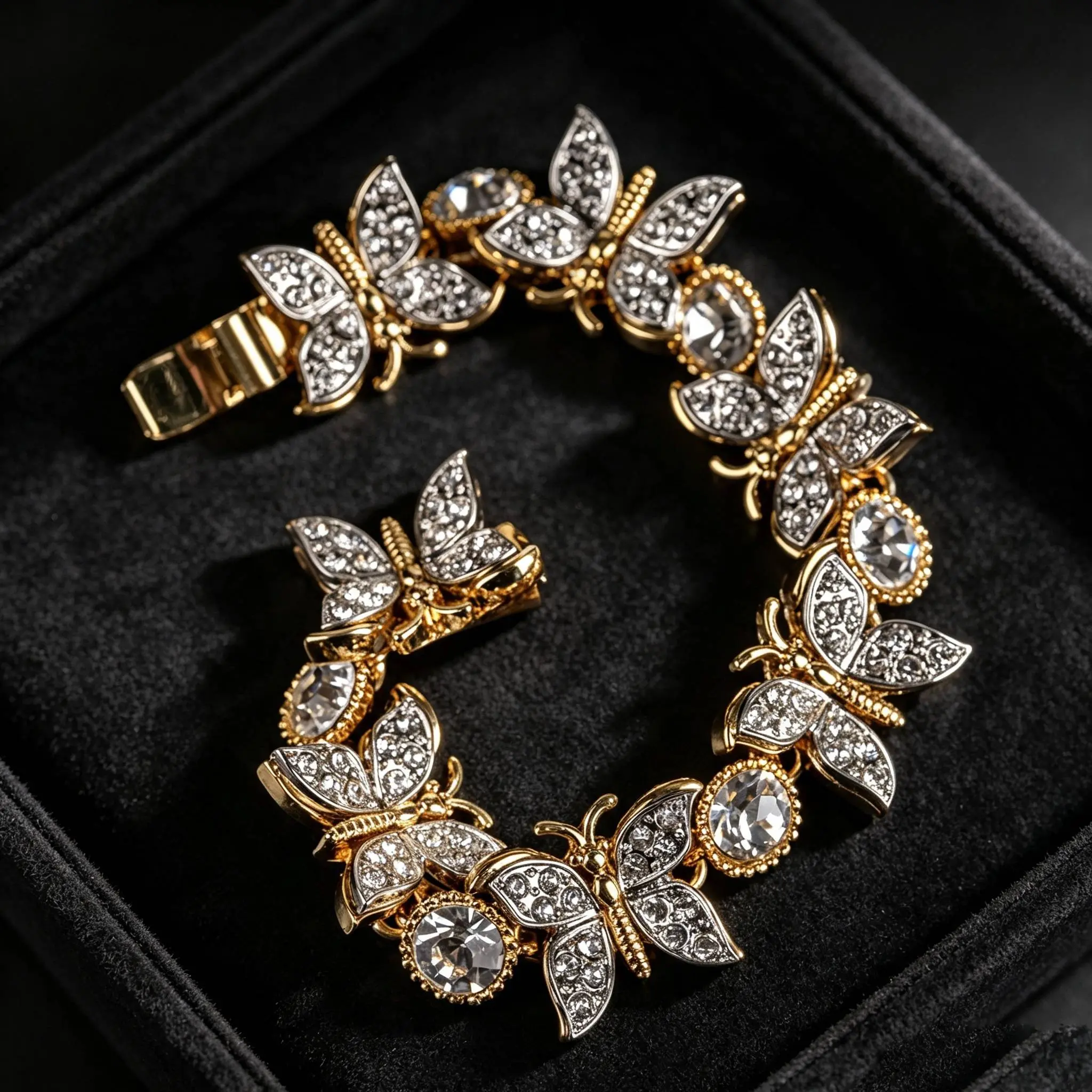 Elegant Gold Butterfly Bracelet with Crystal Accents for Women's Fashion Jewelry