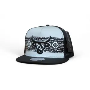 Lost Calf Shima White/Black Flat Bill Trucker Hat