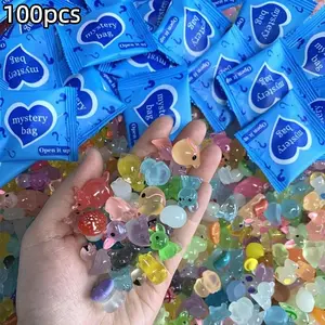 100Pcs Mystery Bag Mini Glow Animal Mushroom Resin Models, Surprise Mystery Bag for Dollhouse Decor, Fairy Garden Decor, Birthday Party Gift, DIY Crafts, Ornaments, Resin Animal Sculptures