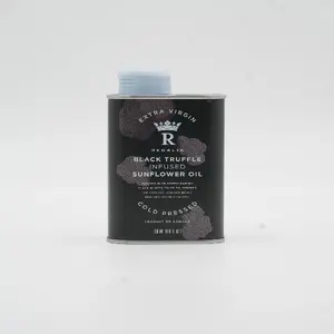 Regalis Black Truffle Finishing Oil - Extra Virgin Sunflower Oil in Premium 350ml Metal Tin, Non-GMO, Authentic Flavor, Shelf-Stable, Gourmet Quality