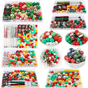 Christmas Silicone Bead DIY Kits and Accessories in various Styles, Suitable for Making Christmas Style Handicrafts Bracelets, Necklaces, and Beaded Pens, Beaded Jewelry