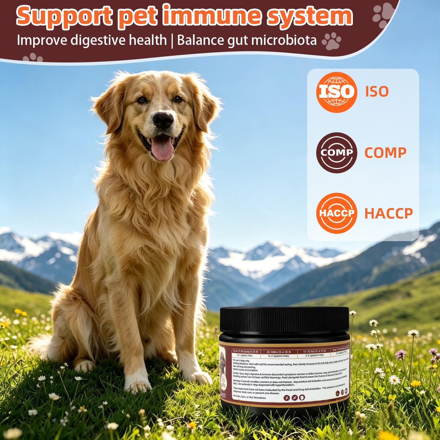 KEKUI Dog Immunity Mushroom Powder Supplement - 8-in-1 Premium Natural Mushroom Extract Complex, Gentle Long-Lasting Immune Boost, Easy-to-Mix for Daily Dog Meals (Powder Form)