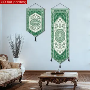 JIT 2D FLAT digital print of floral and star ornaments, tapestries with tassels, tapestries with tassels, designs with tassels, vertical tassels, suitable for living rooms, bedrooms, dormitories, daily decoration