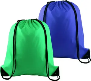 2Pcs Drawstring Bags Bulk Drawstring Backpack Green Blue String Backpack Cinch Sack Sport Gym Backpack Bags for Yoga Traveling Outdoor Sports