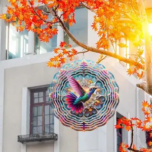Hummingbird Butterfly Dragonfly Wind Spinner, 3D Hanging Stainless Steel Garden Spinner, Wind Spinner Hanging for Outdoor & Indoor Décor, Unique Gifts for Yard Garden Decoration or Patio Décor