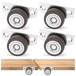 1.25 Inch Small Side Mount Caster Wheels, Mini Low Profile Casters Set of 4, Little Drawer Rollers Rigid Casters for Wooden Furniture, Underbed Drawers, Trays, DIY Project