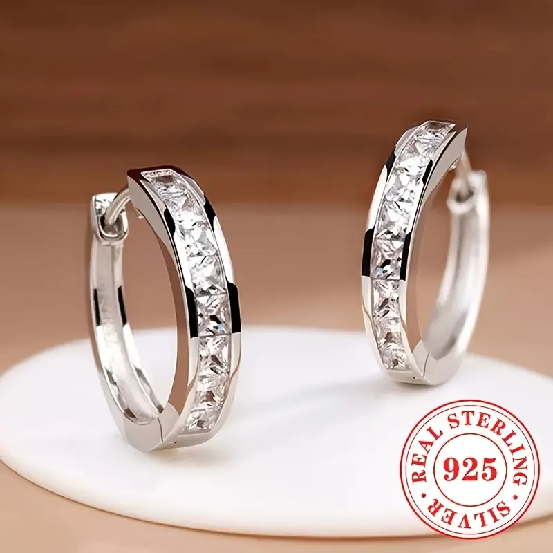 S925 Sterling Silver Zircon Earrings - High-Quality, Exquisitely Crafted, Shiny Jewelry for Daily Wear, Gifting