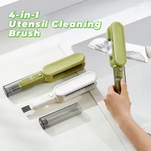 4-in-1 Kitchen MUST-HAVE! Chef's Knives Brush with【Knife Sharpener, Gap Brush,  Brush】Dual-sided for Utensils/Chopsticks/Forks cleaning bundle supplies