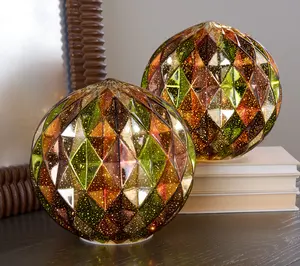 Set of 2 8" Illuminated Harlequin Spheres by Valerie