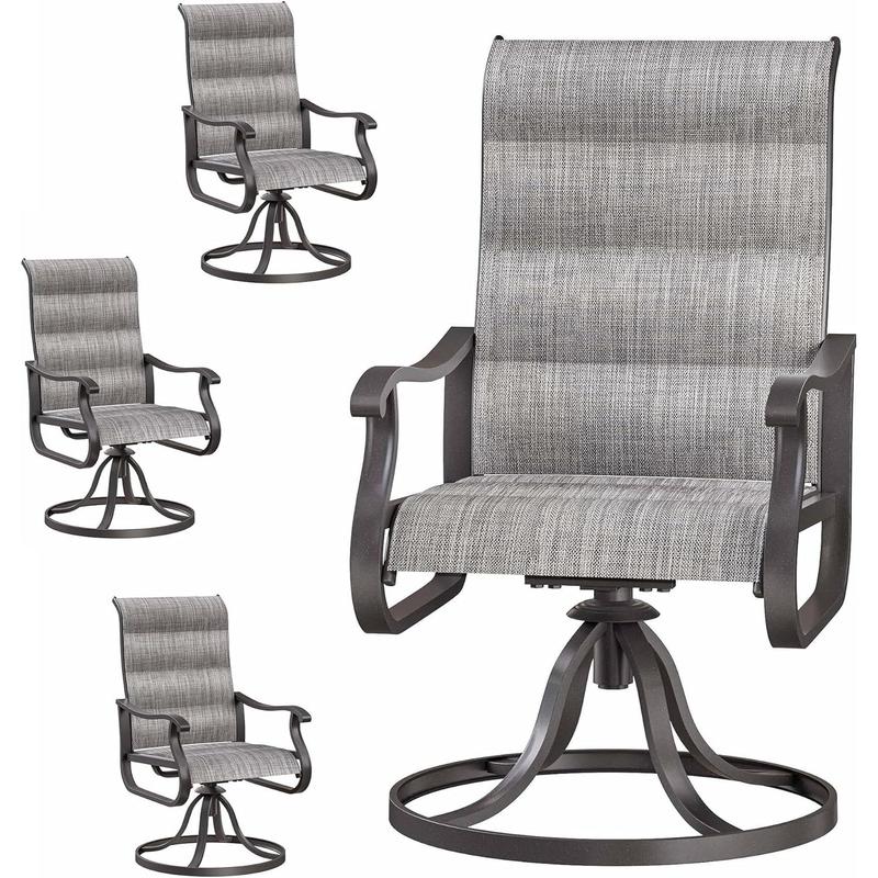Amopatio Modern Patio Swivel Chairs Sets, Outdoor Dining Chairs with Back, All-Weather Swivel Rocker Chair for Poolside/Garden/Porch/Deck