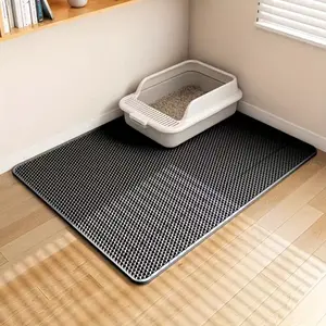 EVA Double Layer Cat Litter Tracking Mat, Anti-Skid Odor Control Easy Care Cat Floor Pad for Litter Box Area, Ideal for Catching Scattered Litter, Protecting Indoor Floors and Managing Pet Toilet Mess