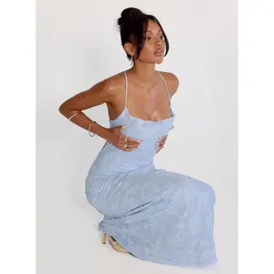 Celena Maxi Dress Blue Burnout