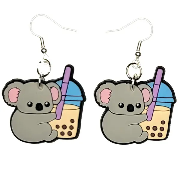 Koala Earrings Hypoallergenic Silver Plated Fishhooks Yazzle Dazzle Oceania Koala Kangaroo Tasmania Great Barrier Reef Aussie Sheila Plonk