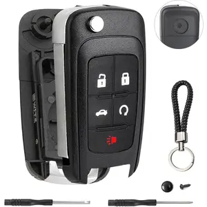 5 Button Key Fob Shell Replacement for Chevy Cruze Camaro Impala Equinox GMC Terrain Buick Regal Lacrosse 2017 2016 2015 2014 2013 2012 2011 2010 OHT 01060512   Keyless Entry Remote Flip Car Key Fob Case
