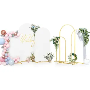 Backdrop Stand Set of 3 Arched Frame (4FT, 5FT, 6FT) for Wedding Parties Birthday Graduation Anniversary Floral Background Decoration with 3PCS White Arch Backdrop Cover