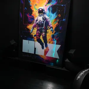 HTX Cosmo Astronaut Graphic Poster Series Set of 3 Framed Wall Art - Home or Work Decor
