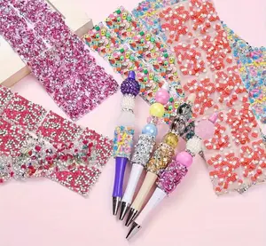 72pcs Rhinestone Strap Beadable DIY Pens----36 random mixed color DIY beadable pens + 36 random mixed color Rhinestone Strap