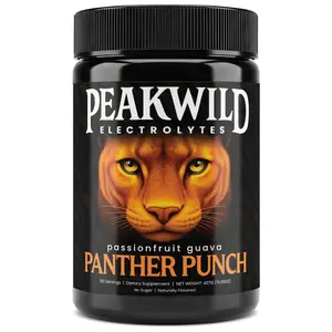 PeakWild Electrolyte Powder | Panther Punch (Passionfruit Guava) | Zero Sugar | All Natural Ingredients | 100 Servings