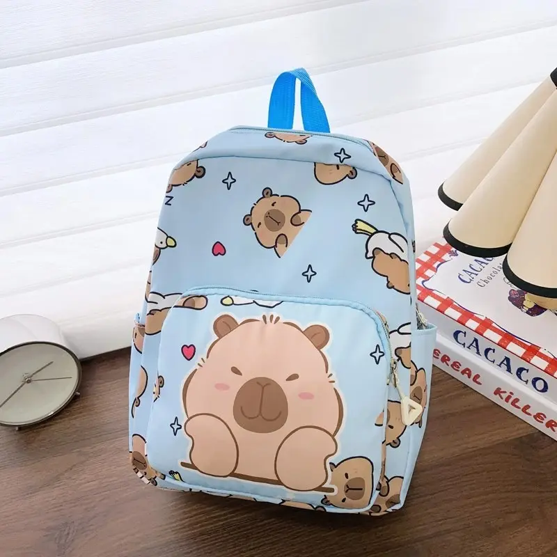 Cute Capybara Print Student Backpack – Large-Capacity Rucksack – Waterproof Outdoor Travel Bag